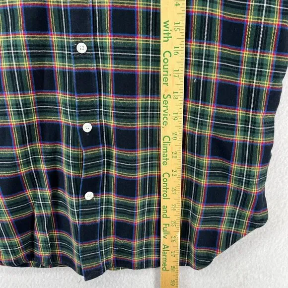 MAISON KITSUNE Shirt Mens 40 L Tartan Plaid Flannel Tricolor Fox Cotton Green - Picture 13 of 14
